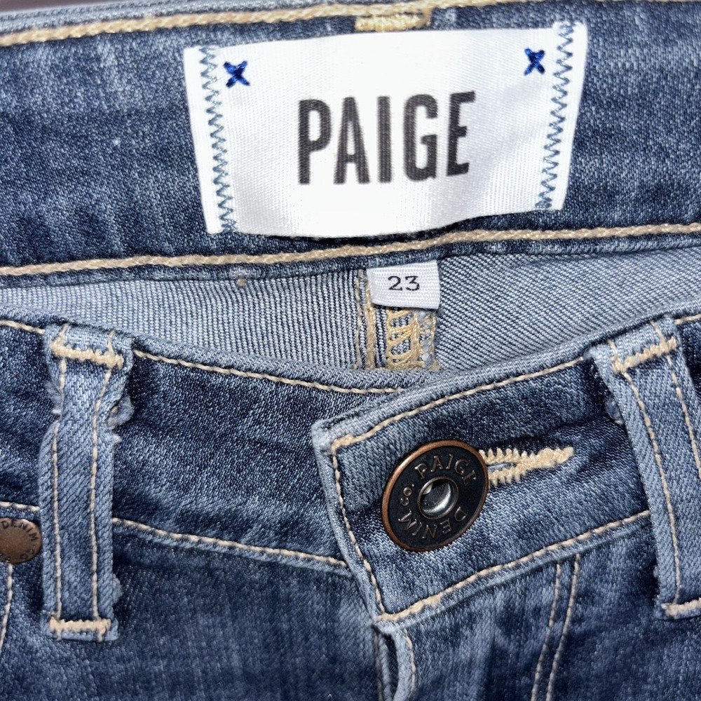 PAIGE Verdugo Mid Rise Ultra Skinny Distressed Jeans Blue Size 23 - Picture 3 of 12